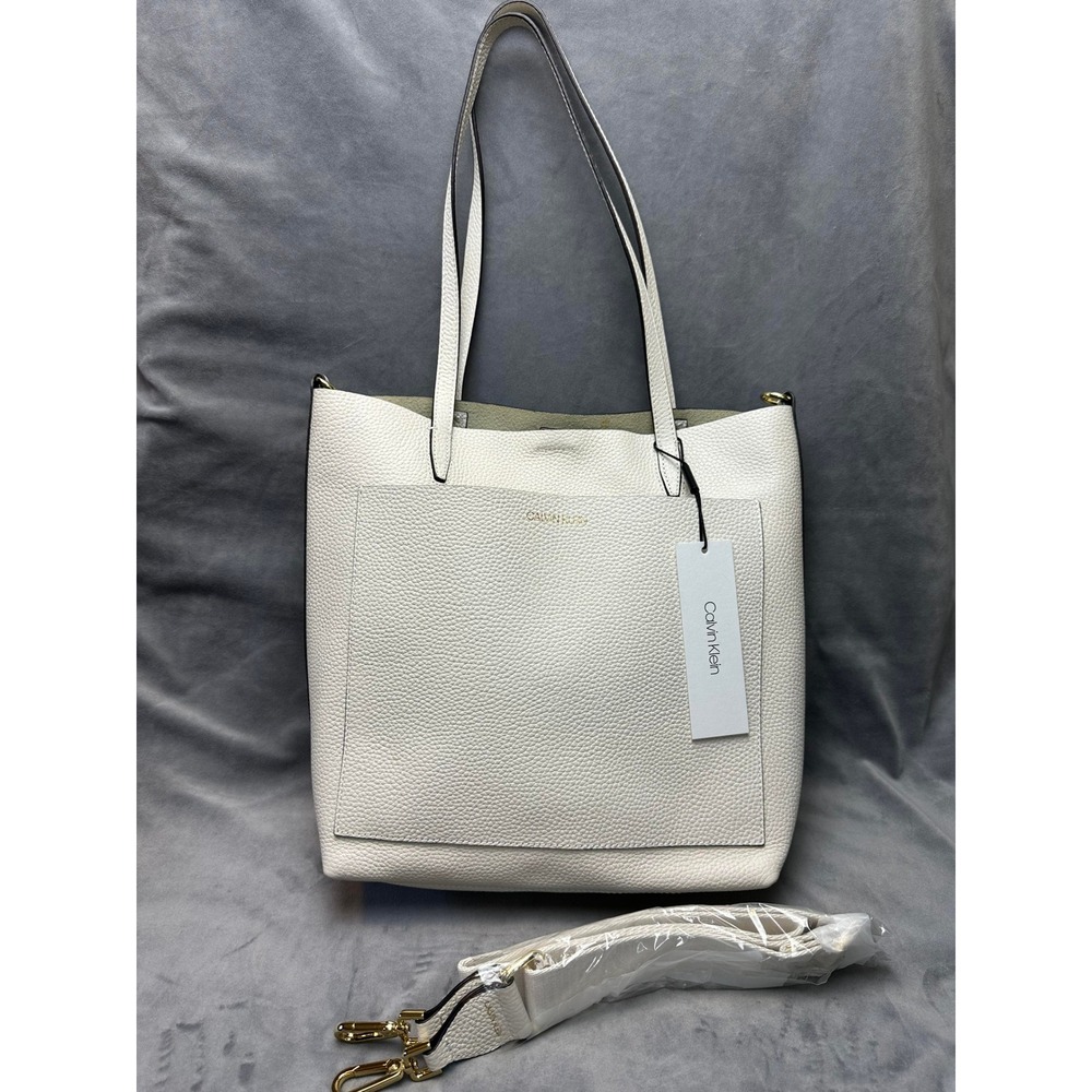 Calvin Klein Tote‎ Larissa White Large NWT Leather Crossbody Handbag